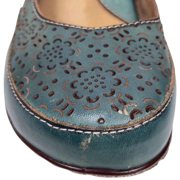 L'ARTISTE BY SPRING STEP Mamata Mary Jane Wedge Shoes EU Size 38 US 7.5 8 Green - Picture 9 of 16